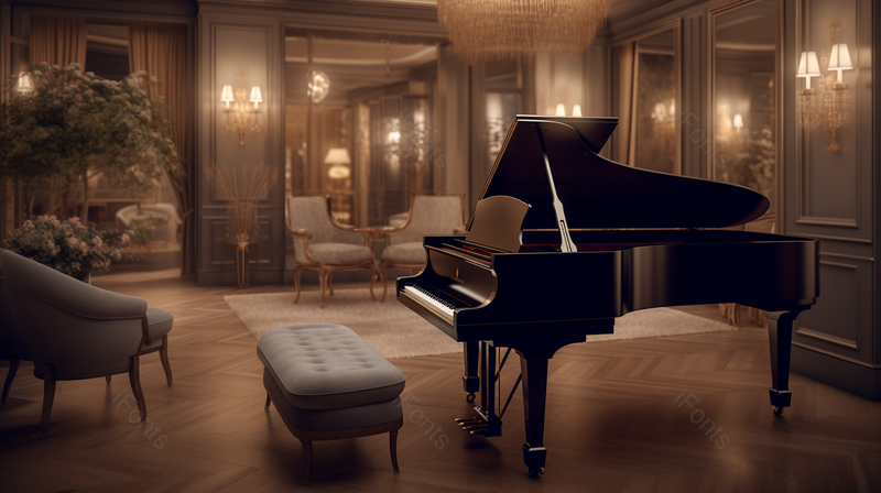 钢琴的室内豪华大气轻奢家居,高清,摄影图,摄影图片,图片大全,摄影图免费下载